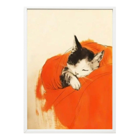 人気　眠っている猫 アートパネル フレーム付