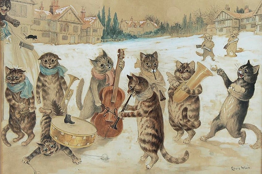 世界の名画　ルイス・ウェイン『Carol Singing Cats』